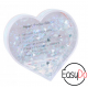 CUORE PORTAFOTO CON CUORICINI FLUTTUANTI SILVER+GLITTER