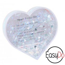 CUORE PORTAFOTO CON CUORICINI FLUTTUANTI SILVER+GLITTER