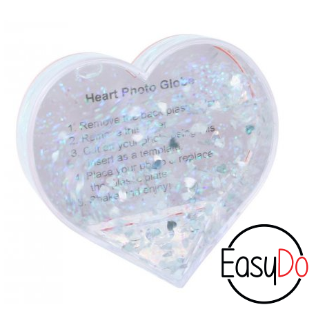 CUORE PORTAFOTO CON CUORICINI FLUTTUANTI SILVER+GLITTER