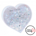 CUORE PORTAFOTO CON CUORICINI FLUTTUANTI SILVER+GLITTER