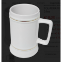 BOCCALE DA BIRRA BIANCO MANICO SQUADRATO CON BORDINO DORATO 24oz