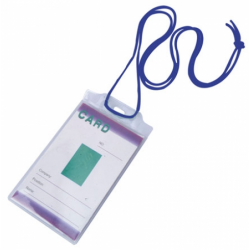 PORTAIDENTIFICATIVO IN PVC COMPRENSIVO DI LACCIO DA COLLO COLORE AZZURRO
