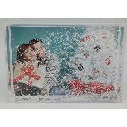 PORTAFOTO RETTANGOLARE CON NEVE+GLITTER FLUTTUANTI