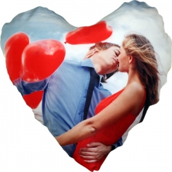 Cuscino cuore raso 55x55 con due stampe