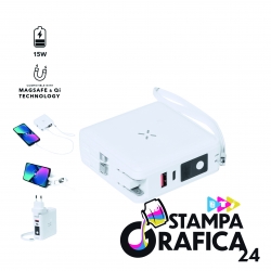 Adattatore Viaggio Multifunzione Joks Caricatore Wireless 15W. Magnetico. Power Bank 10000 mAh